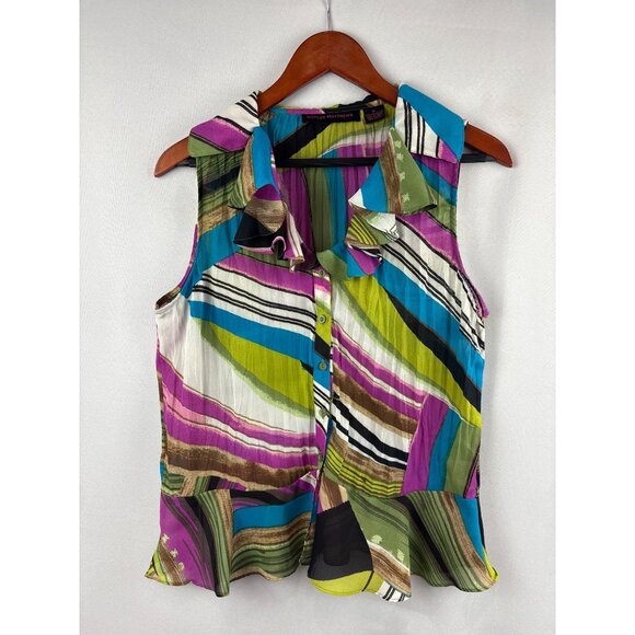 Hayley Matthews Size Medium Multi-Colored Sleeveless Blouse. - Picture 1 of 5
